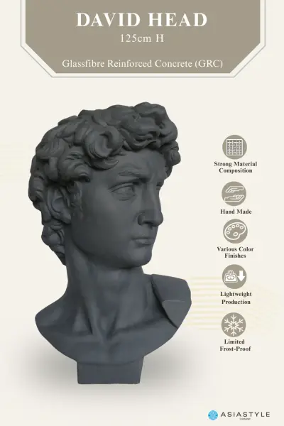Product image of the product “David Head, 125cm Height | GRC (Glassfibre Reinforced Concrete), Bronze Finish ”